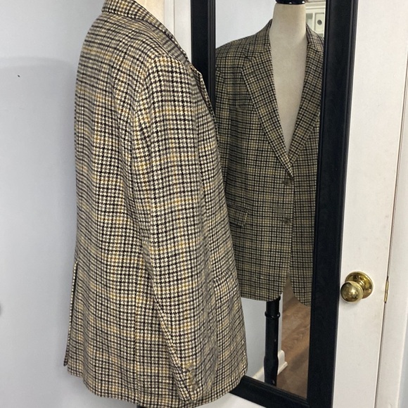 100%CAMEL HAIR HOUNDSTOOTH BLAZER BILL BASS PARISIAN BLACK LABEL MADE IN MEXICO - Picture 3 of 15